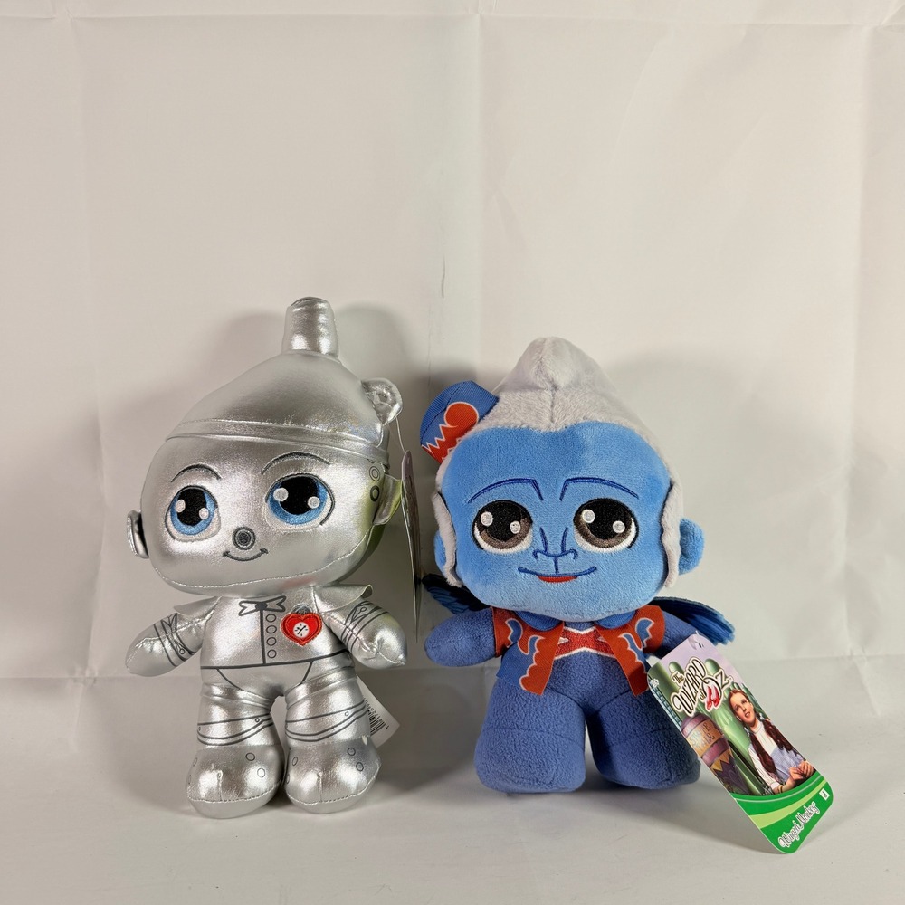 Jazwares Wizard of Oz Tin Man & Winged Monkey Plush Set NWT 8"